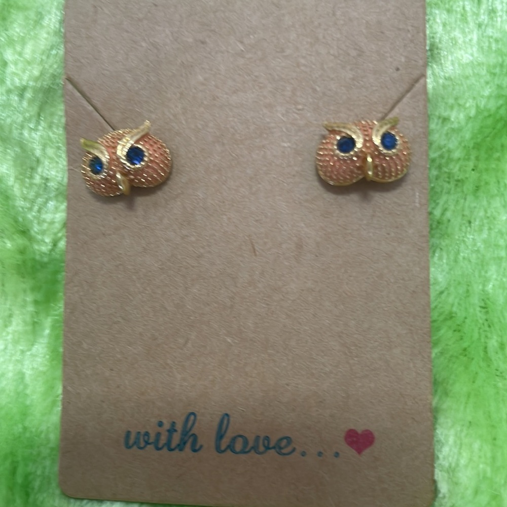 Pink owl earrings